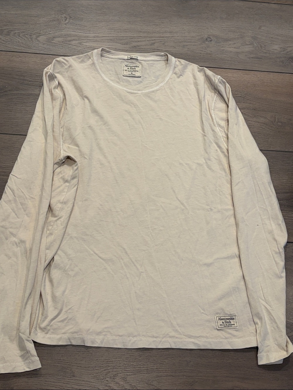 Abercrombie & Fitch Men’s Long Sleeve Crew Neck Shirt - Off-White